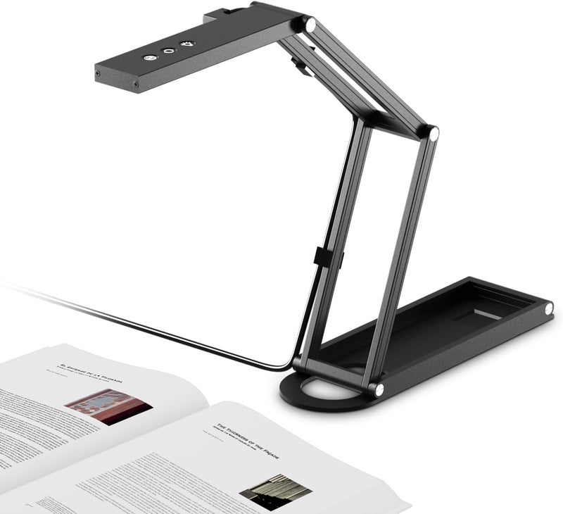NetumScan 4K USB Book Document Camera & Webcam with Built-in Microphone & AutoFocus, USB Visualiser A3-Size, Built-in 3-Level LED, Foldable for Web Distance Learning&Teaching Compatible MacOS&Windows - Image 1